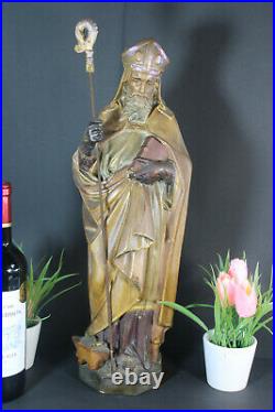 Antique French chalkware statue Saint Eloy Statue bishop religious