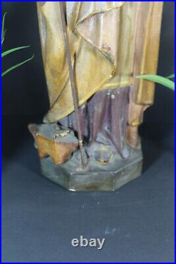 Antique French chalkware statue Saint Eloy Statue bishop religious