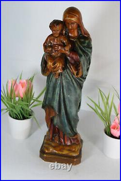 Antique French chalkware statue madonna mary religious