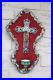 Antique-French-cloisonne-enamel-Religious-wall-plaque-crucifix-holy-water-font-01-lp