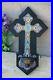 Antique-French-granite-stone-Cloisonne-enamel-Crucifix-holy-water-font-religious-01-gs