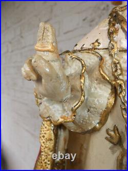 Antique French large Ceramic chalk Jesus of prague Statue religious rare