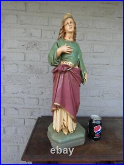 Antique French large Saint apollonia Religious statue figurine religious
