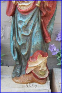 Antique French large chalkware statue madonna figurine religious