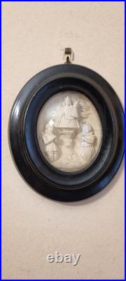 Antique French meerschaum frame reliquary religious devotion Napoleon III, 1900c