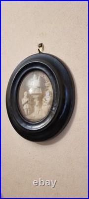 Antique French meerschaum frame reliquary religious devotion Napoleon III, 1900c