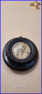 Antique French meerschaum frame reliquary religious devotion Napoleon III, 1900c