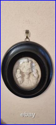 Antique French meerschaum frame reliquary religious devotion Napoleon III, 1900c