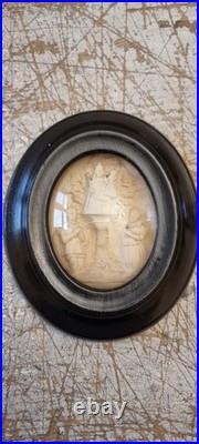 Antique French meerschaum frame reliquary religious devotion Napoleon III, 1900c