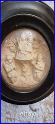 Antique French meerschaum frame reliquary religious devotion Napoleon III, 1900c