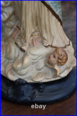 Antique French notre dame de victoires Angels chalk statue figurine religious