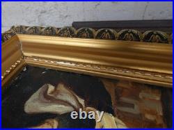 Antique French oil canvas pieta jesus painting religious