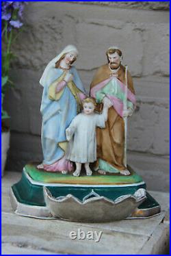 Antique French paris porcelain soft pastel colour holy family font religious