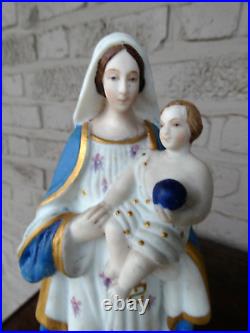 Antique French porcelain madonna child figurine statue religious