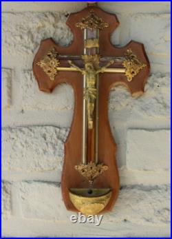 Antique French religious Crucifix cross christ wood