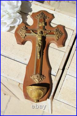 Antique French religious Crucifix cross christ wood