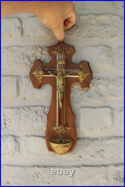Antique French religious Crucifix cross christ wood