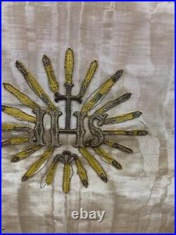 Antique French religious Wall Hanging Metal Work Trim And Fringe 1800s