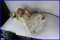 Antique French religious stoneware angel statue figurine religious church
