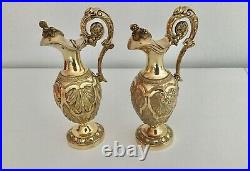 Antique French sterling silver gilded Religious Altar CRUETS FOR CATHOLIC