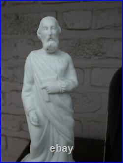 Antique French vieux old paris porcelain saint joseph figurine statue religious