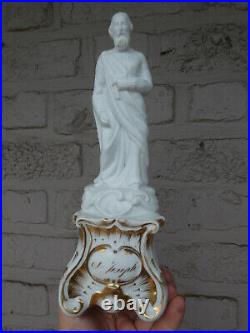 Antique French vieux old paris porcelain saint joseph figurine statue religious