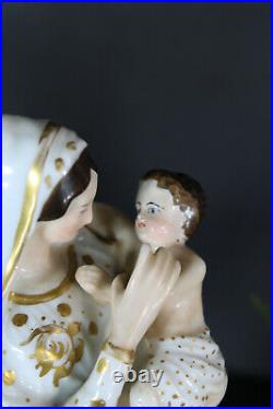 Antique French vieux paris porcelain madonna figurine statue religious