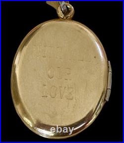 Antique GF Victorian Memorial Photo Locket Cross With All Our Love c. 1880s