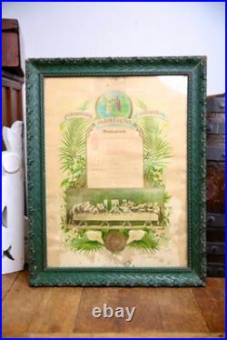 Antique German 1917 Religious Certificate Catholic Last Supper Picture Frame VTG Antique German 1917 Religious Certificate Catholic Last Supper Picture Frame VTG