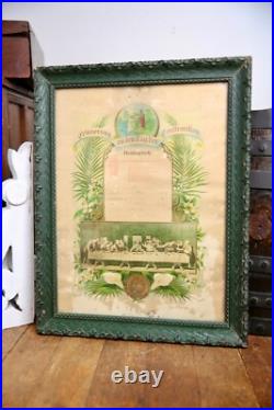 Antique German 1917 Religious Certificate Catholic Last Supper Picture Frame VTG Antique German 1917 Religious Certificate Catholic Last Supper Picture Frame VTG