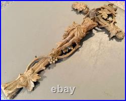 Antique German Black Forest Wood Cross Hand Carved Crucifix Religious Art 18.75