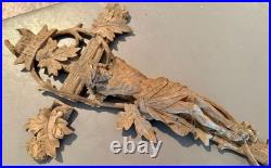 Antique German Black Forest Wood Cross Hand Carved Crucifix Religious Art 18.75