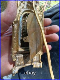 Antique German Brass And Porcelain Religious Tryptic