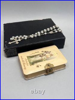 Antique German Catholic Religious Holy Confirmation Prayer Book MOP Rosary Bead