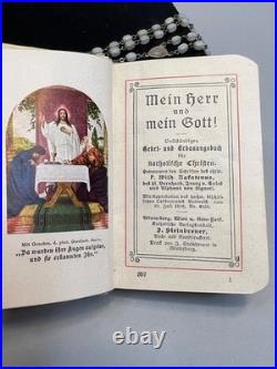 Antique German Catholic Religious Holy Confirmation Prayer Book MOP Rosary Bead