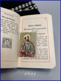 Antique German Catholic Religious Holy Confirmation Prayer Book MOP Rosary Bead