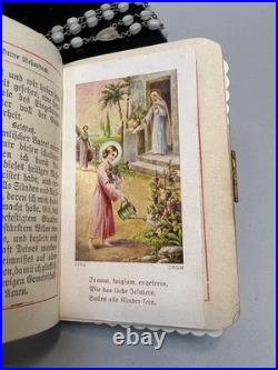 Antique German Catholic Religious Holy Confirmation Prayer Book MOP Rosary Bead