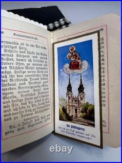 Antique German Catholic Religious Holy Confirmation Prayer Book MOP Rosary Bead