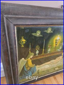 Antique German Chromolithograph Holy Grave of Christ Devotional Print c. 1900