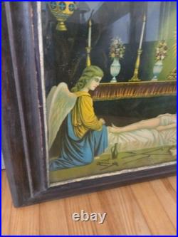 Antique German Chromolithograph Holy Grave of Christ Devotional Print c. 1900