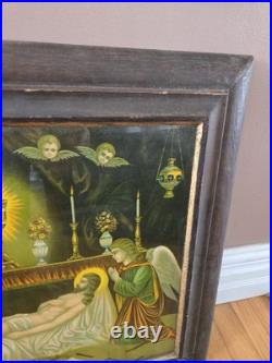 Antique German Chromolithograph Holy Grave of Christ Devotional Print c. 1900