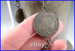 Antique German Pewter Guild Cup Pokal Tankard 18th C. Coins Religious Medals