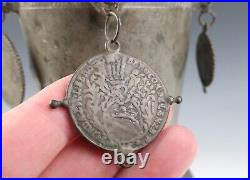 Antique German Pewter Guild Cup Pokal Tankard 18th C. Coins Religious Medals