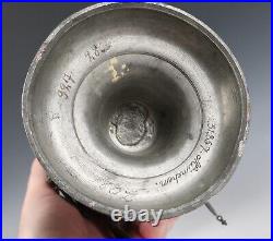 Antique German Pewter Guild Cup Pokal Tankard 18th C. Coins Religious Medals