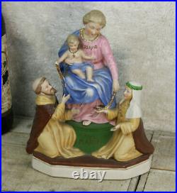 Antique German bisque porcelain rosario ave maria statue religious figurine