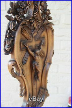 Antique German black forest wood carved crucifix cross Religious top