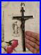 Antique-Germany-Bronze-Ebony-Wood-Crucifix-Cross-Religious-Relic-1900-s-RARE-01-czx