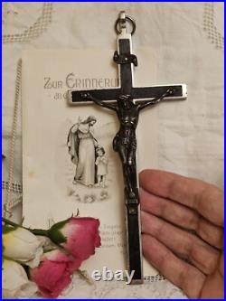 Antique Germany Bronze Ebony Wood Crucifix Cross Religious Relic 1900's RARE Antique Germany Bronze Ebony Wood Crucifix Cross Religious Relic 1900's RARE