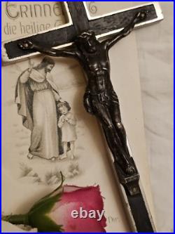 Antique Germany Bronze Ebony Wood Crucifix Cross Religious Relic 1900's RARE Antique Germany Bronze Ebony Wood Crucifix Cross Religious Relic 1900's RARE