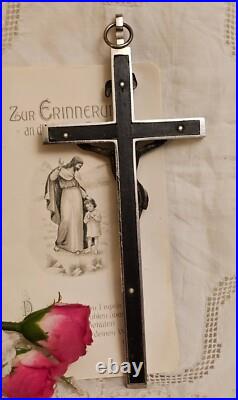 Antique Germany Bronze Ebony Wood Crucifix Cross Religious Relic 1900's RARE Antique Germany Bronze Ebony Wood Crucifix Cross Religious Relic 1900's RARE